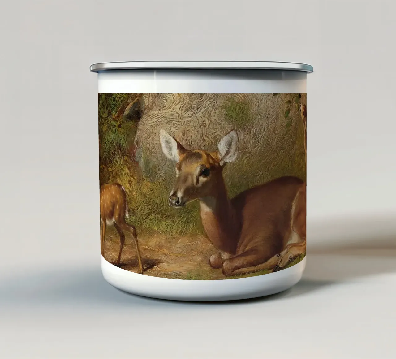 Doe and Two Fawns tazza in smalto da apoloprints