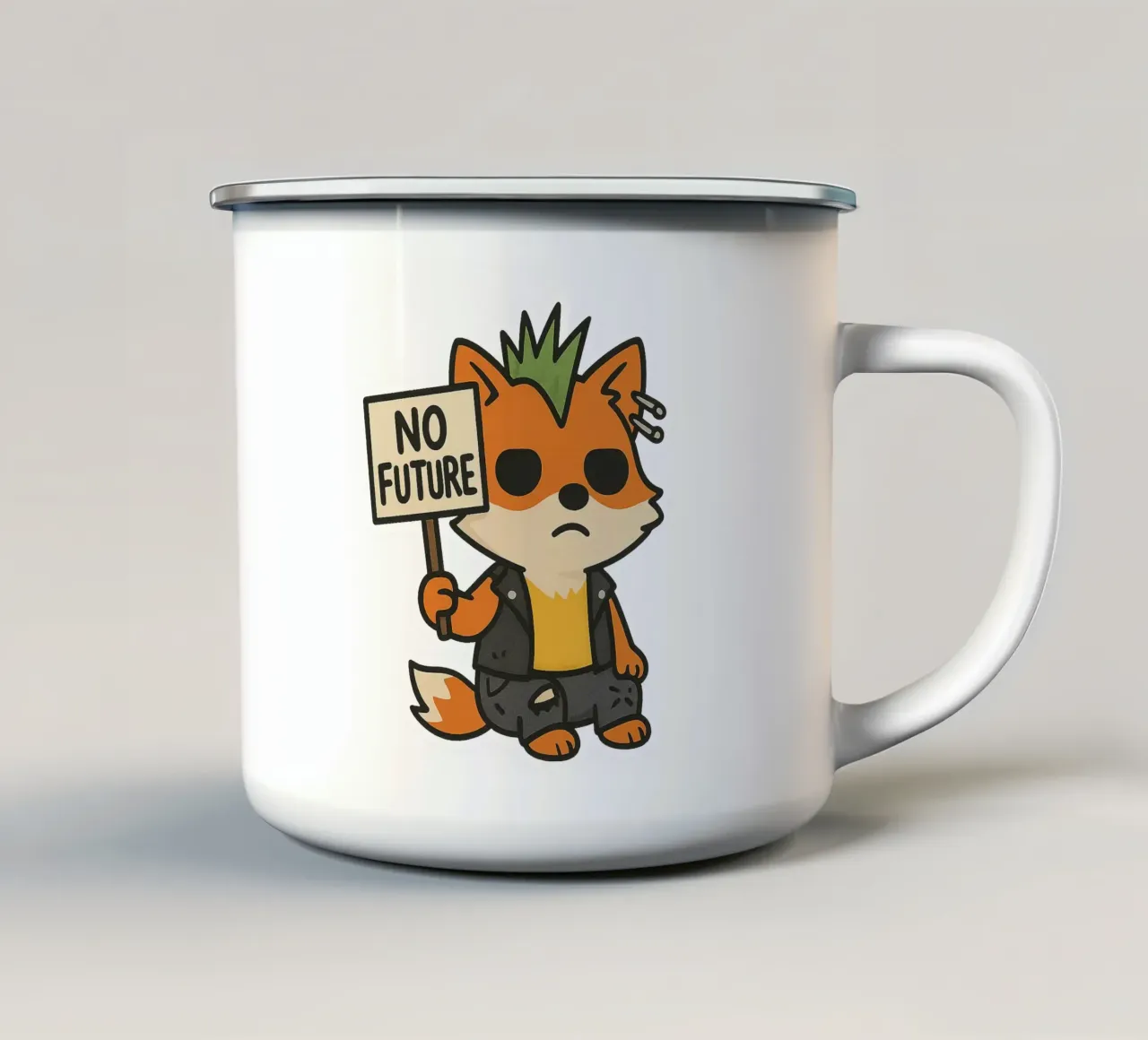 Renard Punk 'No Future' - Rock Attitude tazza in smalto da Punk & Cute - Affiches & Stickers