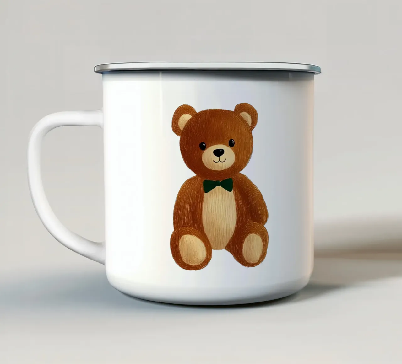 orsacchiotto tazza in smalto da Curious Canvas