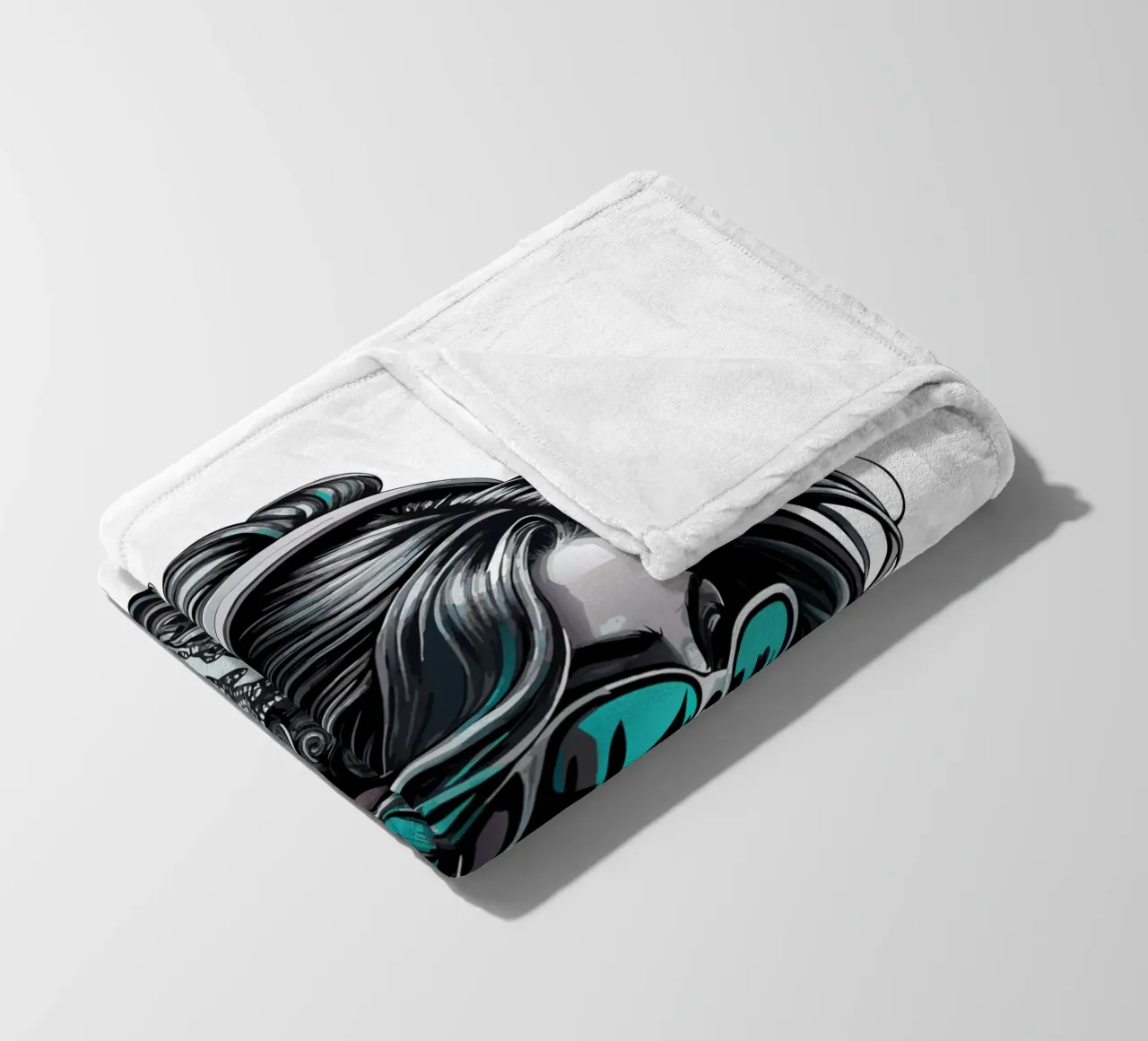 Ragazza cool con cuffie e chignon disordinato coperta in pile da mum tees