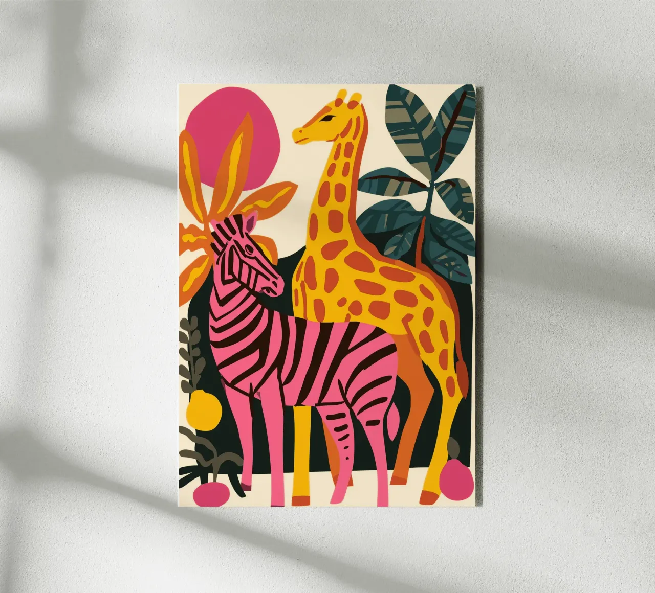 Zebra rosa e Giraffa Giungla Pop Art alluminio dibond da dawnthesea