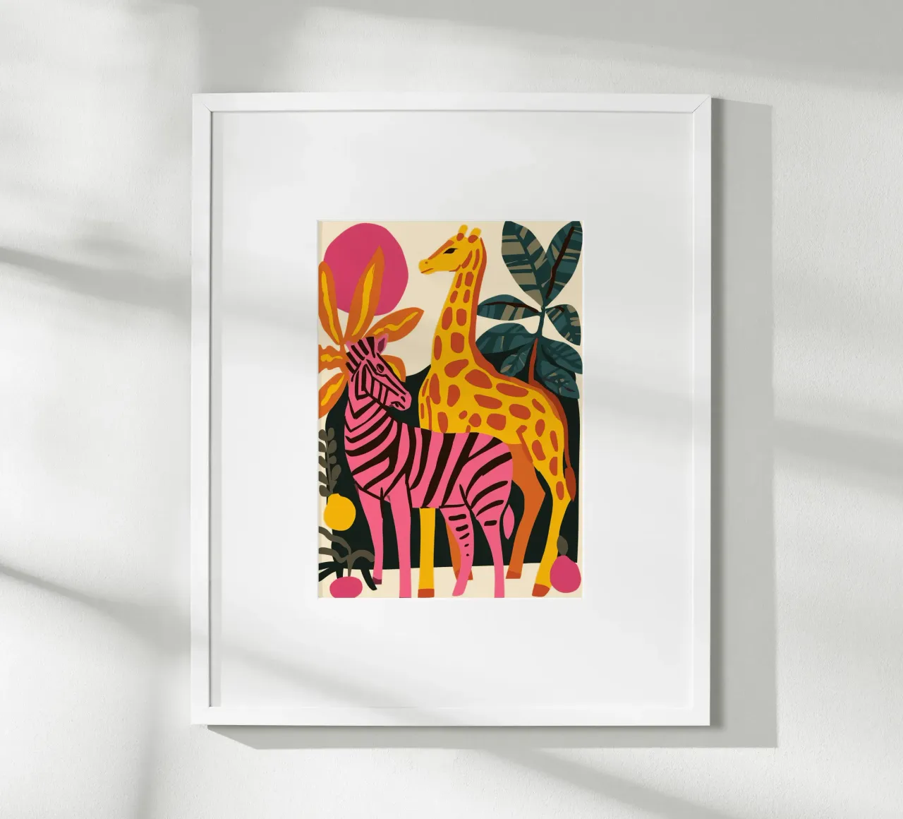 Zebra rosa e Giraffa Giungla Pop Art carta hahnemühle da dawnthesea
