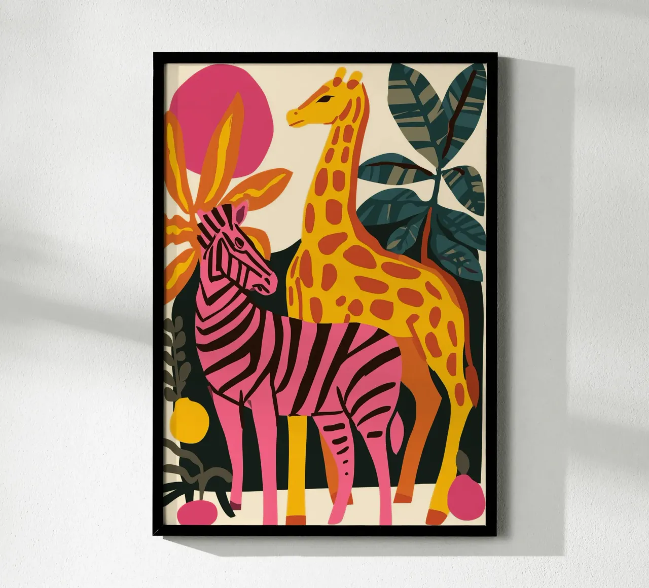Zebra rosa e Giraffa Giungla Pop Art carta hahnemühle da dawnthesea