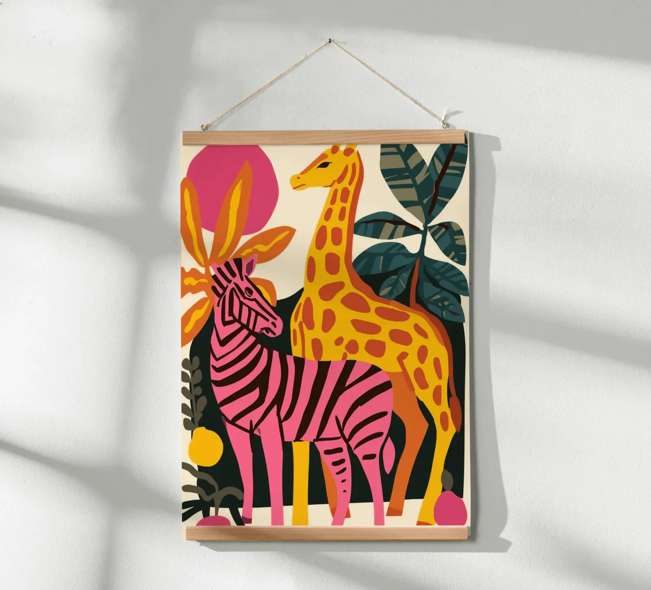 Zebra rosa e Giraffa Giungla Pop Art carta hahnemühle da dawnthesea