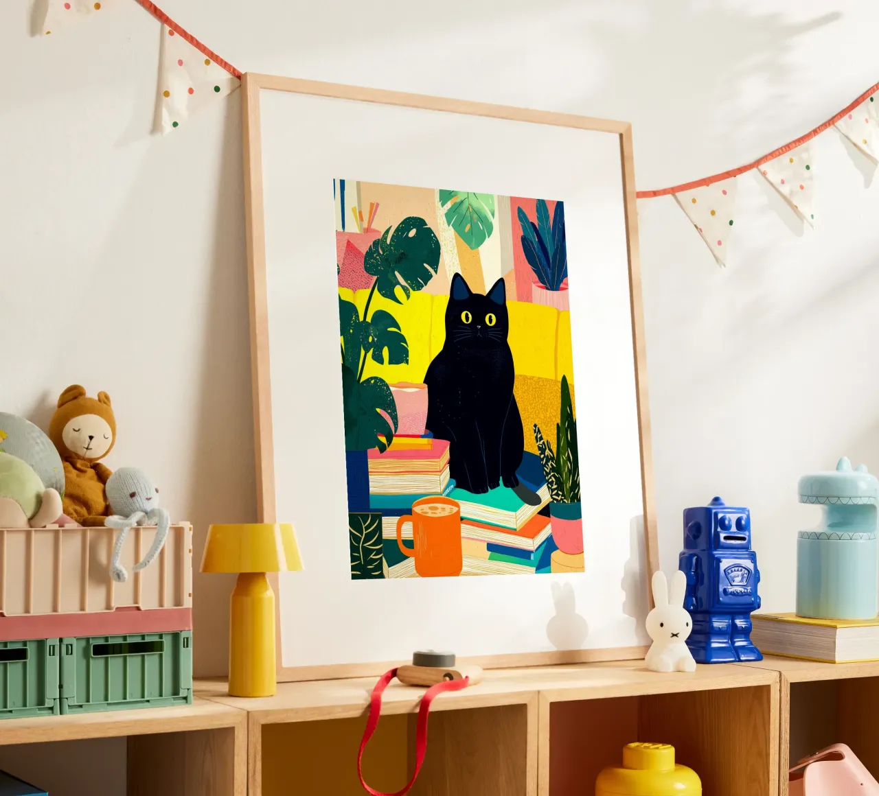 Black Cat on Bookshelf Bohemian Art hahnemühle by dawnthesea
