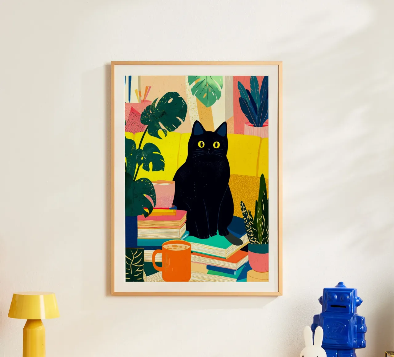 Black Cat on Bookshelf Bohemian Art hahnemühle by dawnthesea