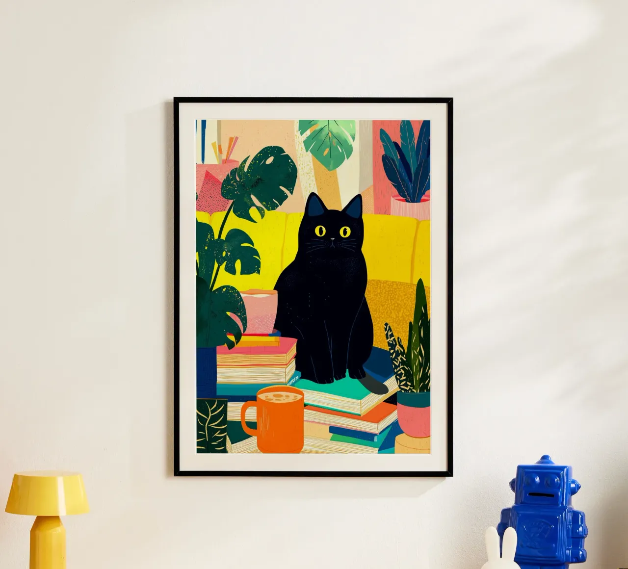 Black Cat on Bookshelf Bohemian Art hahnemühle by dawnthesea