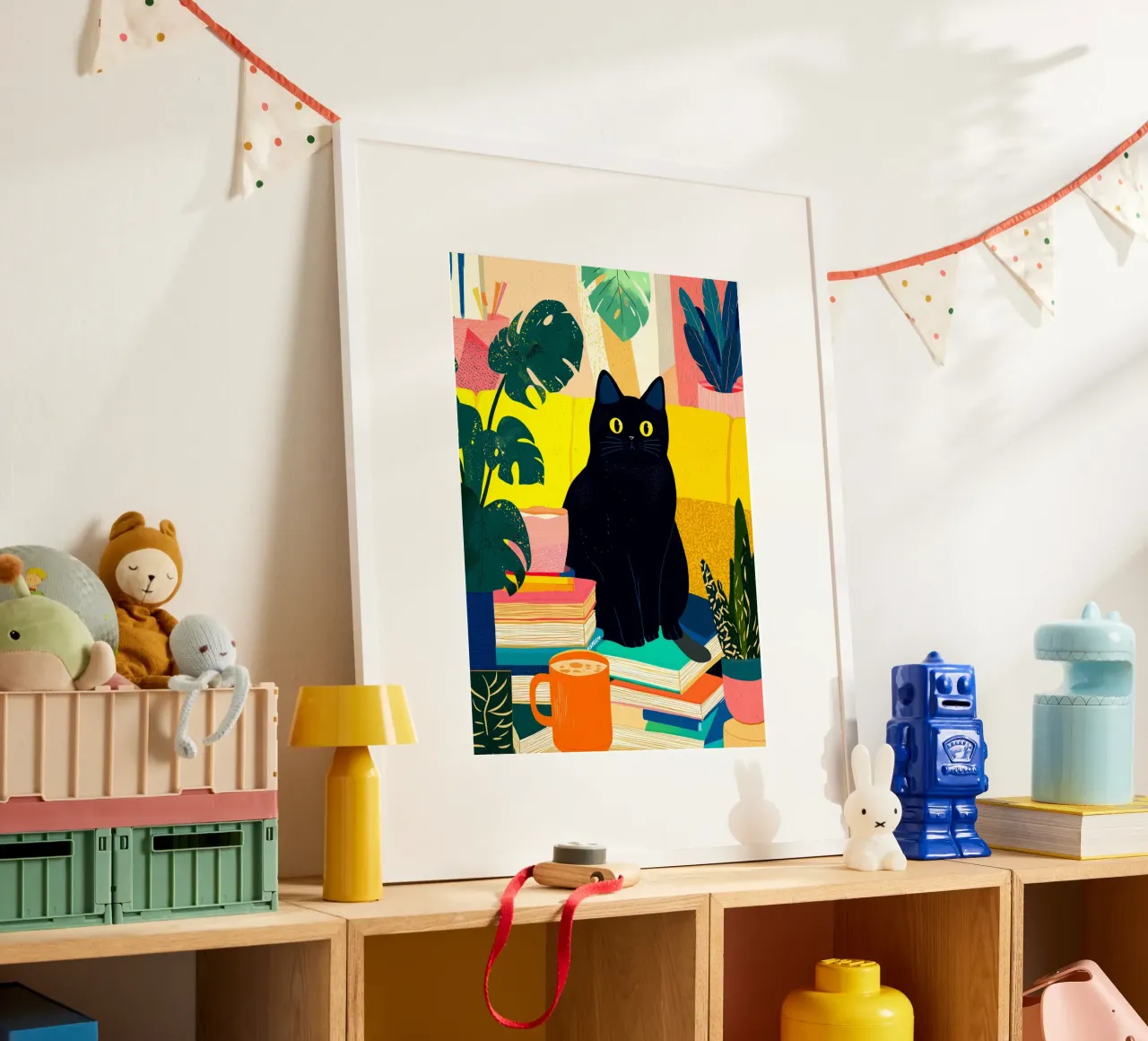 Black Cat on Bookshelf Bohemian Art hahnemühle by dawnthesea