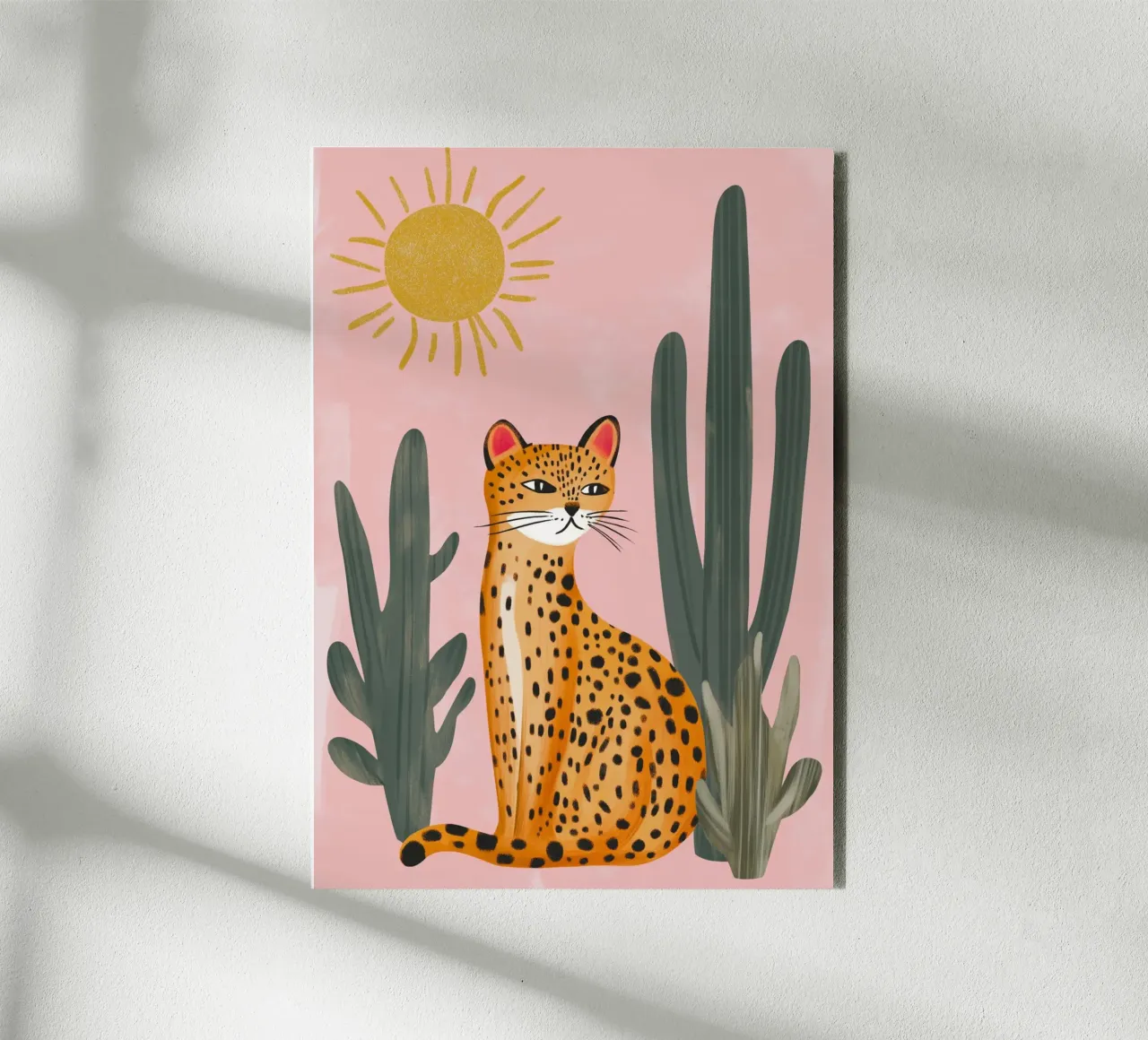 Leopard in Desert Bohemian Art Print alu-dibond by dawnthesea