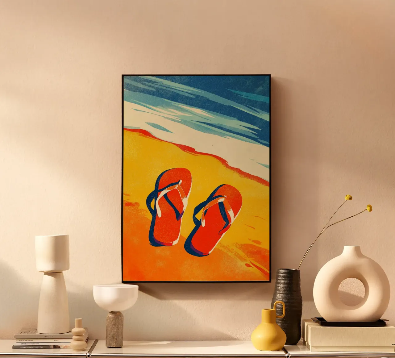 Infradito estivi retrò Beach Vibes Pop Art alluminio dibond da dawnthesea