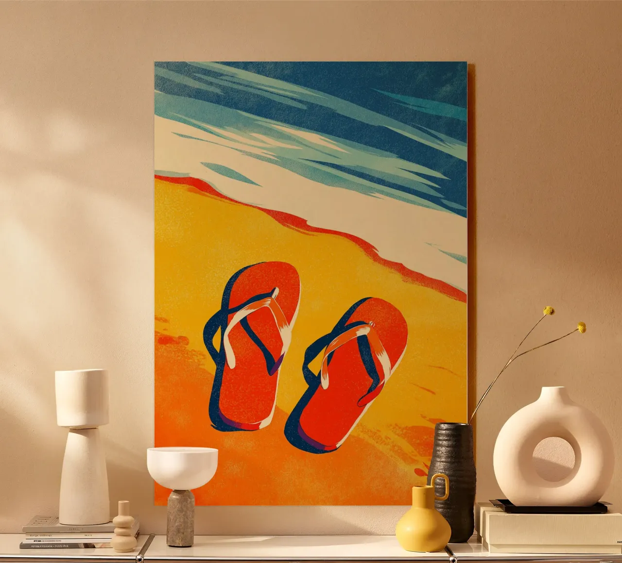 Infradito estivi retrò Beach Vibes Pop Art alluminio dibond da dawnthesea