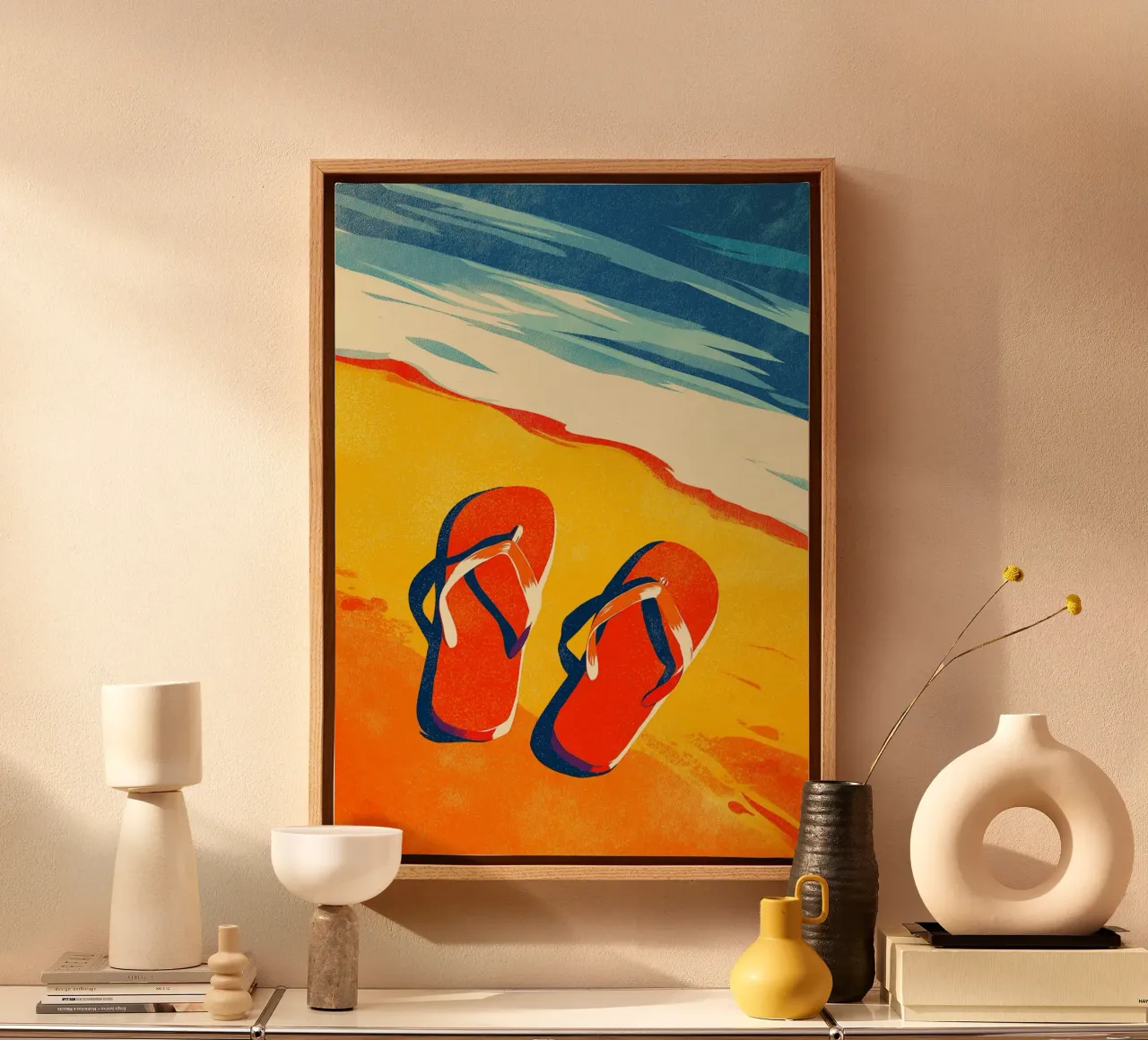 Retro Summer Flip Flops Beach Vibes Pop Art canvas by dawnthesea