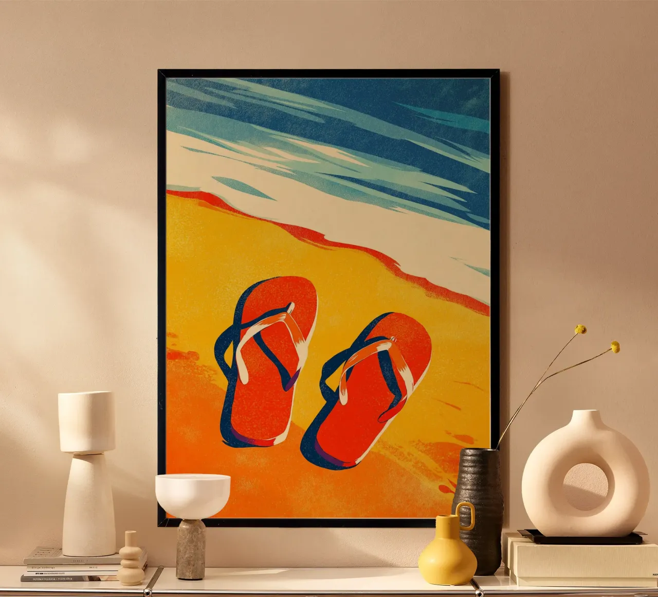 Retro Summer Flip Flops Beach Vibes Pop Art Hahnemühle von dawnthesea