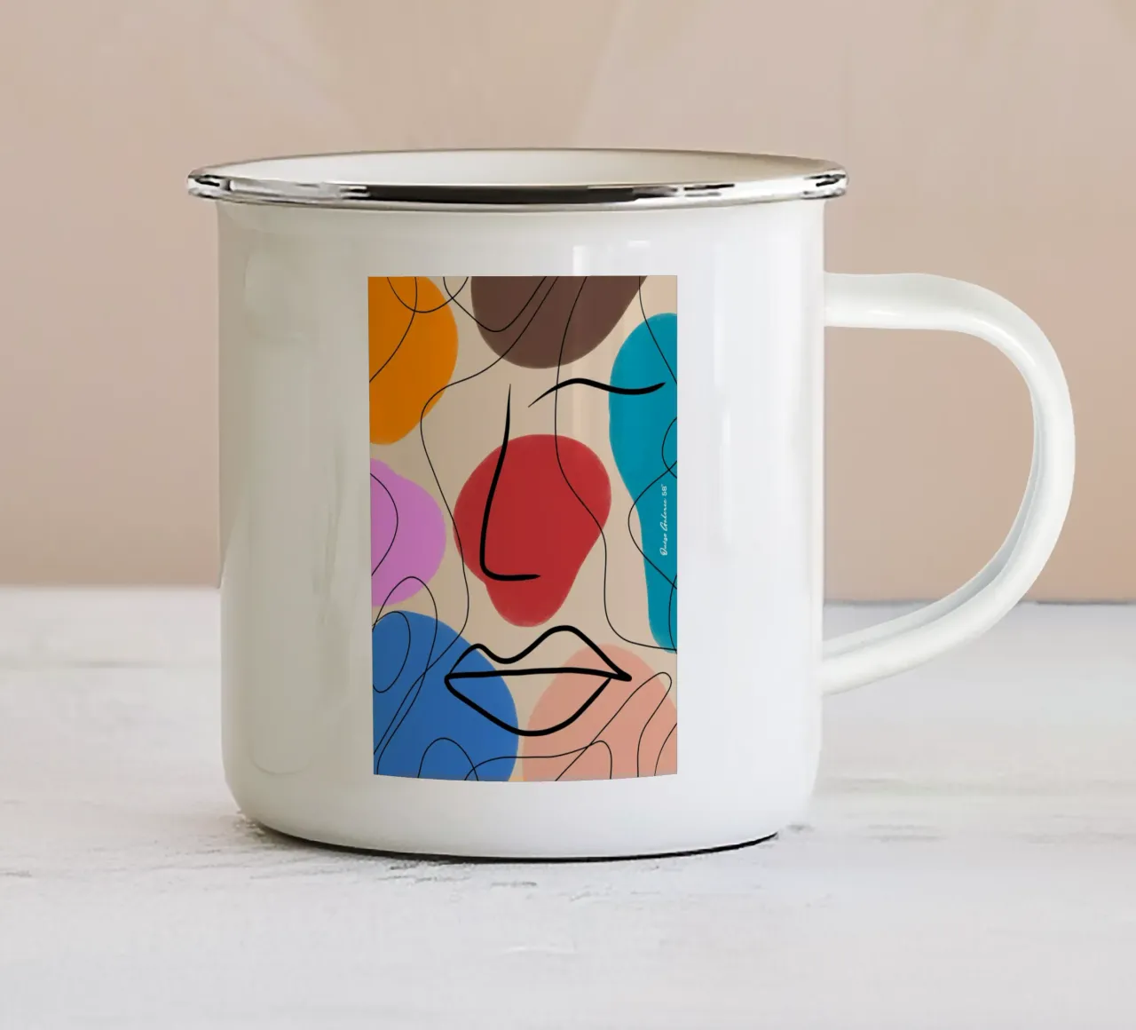 Abstrait Ange tazza in smalto da Mike Leymi