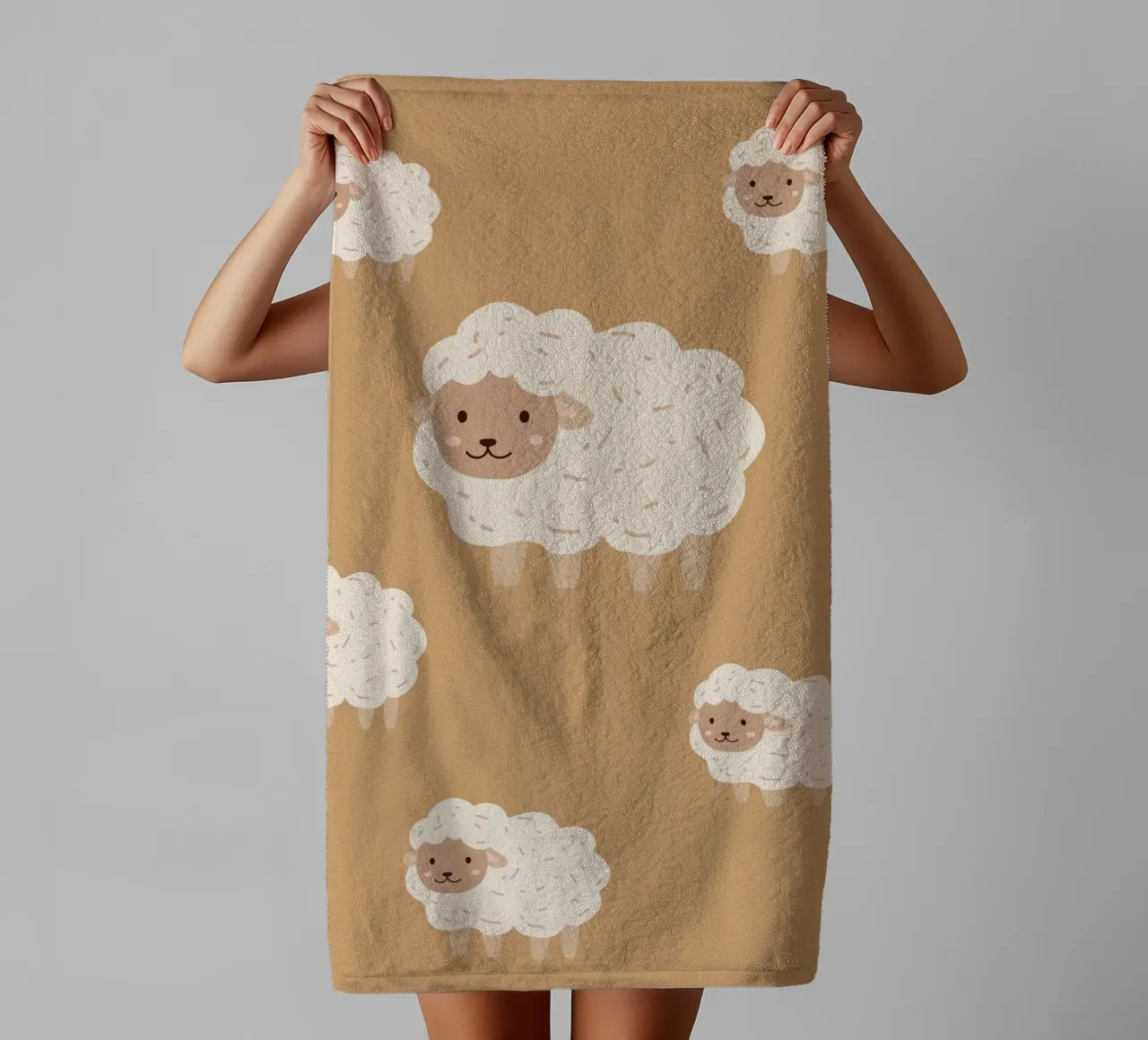 Counting Sheep - Orange towel by Little Moon & Co