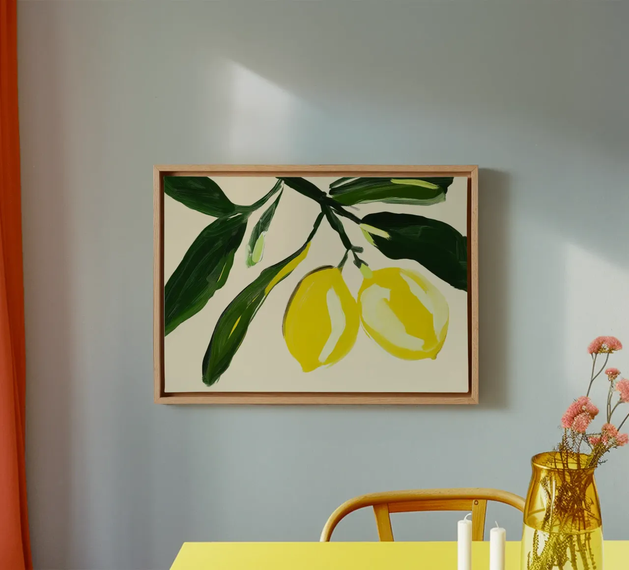 Modern Lemon Tree Branch Abstract Painting canvas by dawnthesea