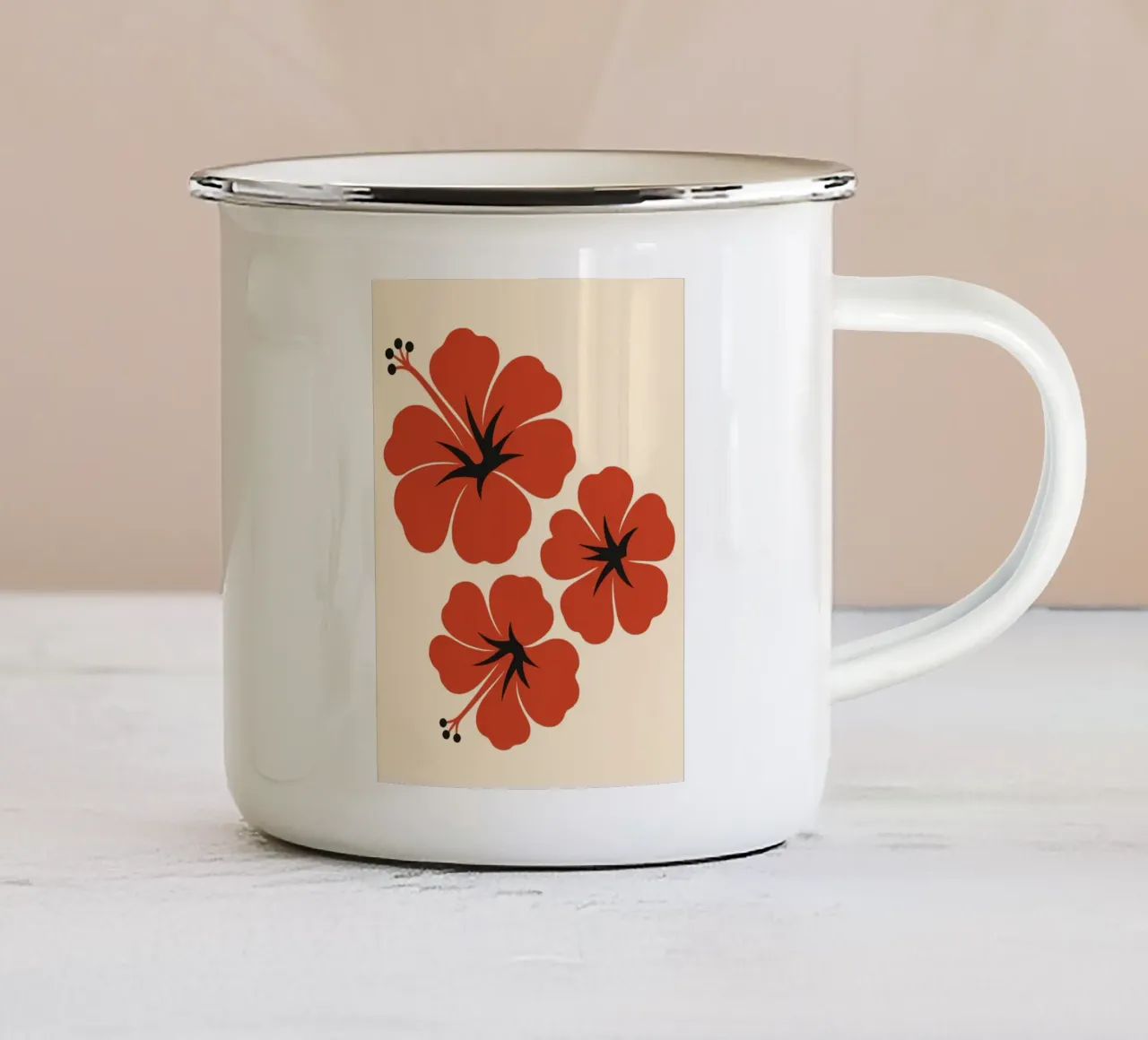 Red Hibiscus tazza in smalto da LisaArtes