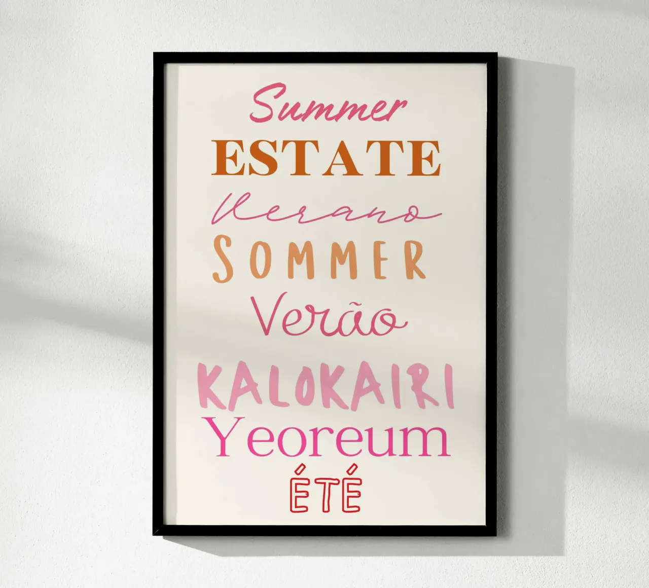Summer in different Languages Typography Art hahnemühle by dawnthesea
