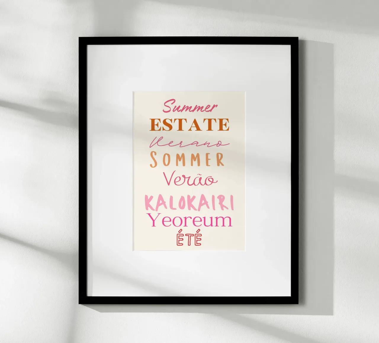 Summer in different Languages Typography Art hahnemühle by dawnthesea