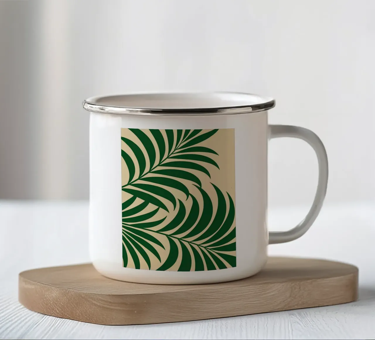 Tropical Palm Leaf tazza in smalto da LisaArtes