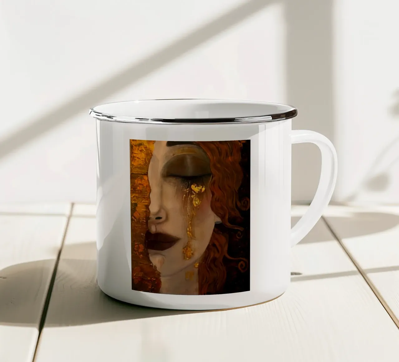 Gustav Klimt - Lacrime d'oro tazza in smalto da Timeless Artworks