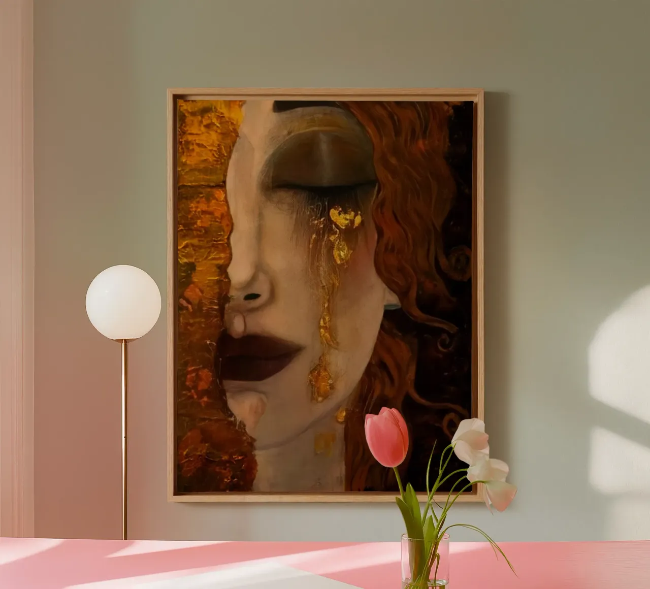 Gustav Klimt - Lacrime d'oro tela con Cornice a cassetta da Timeless Artworks
