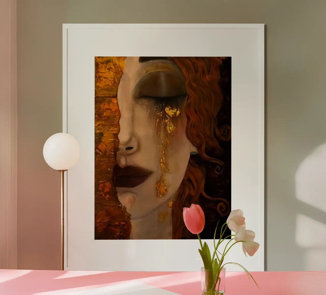 Gustav Klimt - Lacrime d'oro poster con telaio in plastica da Timeless Artworks