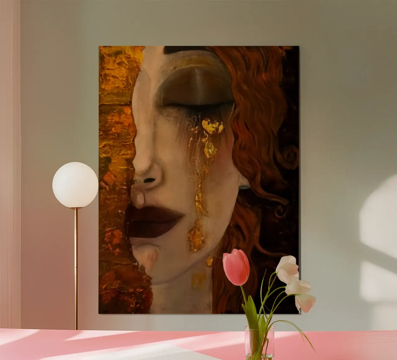 Gustav Klimt - Lacrime d'oro poster con telaio in plastica da Timeless Artworks