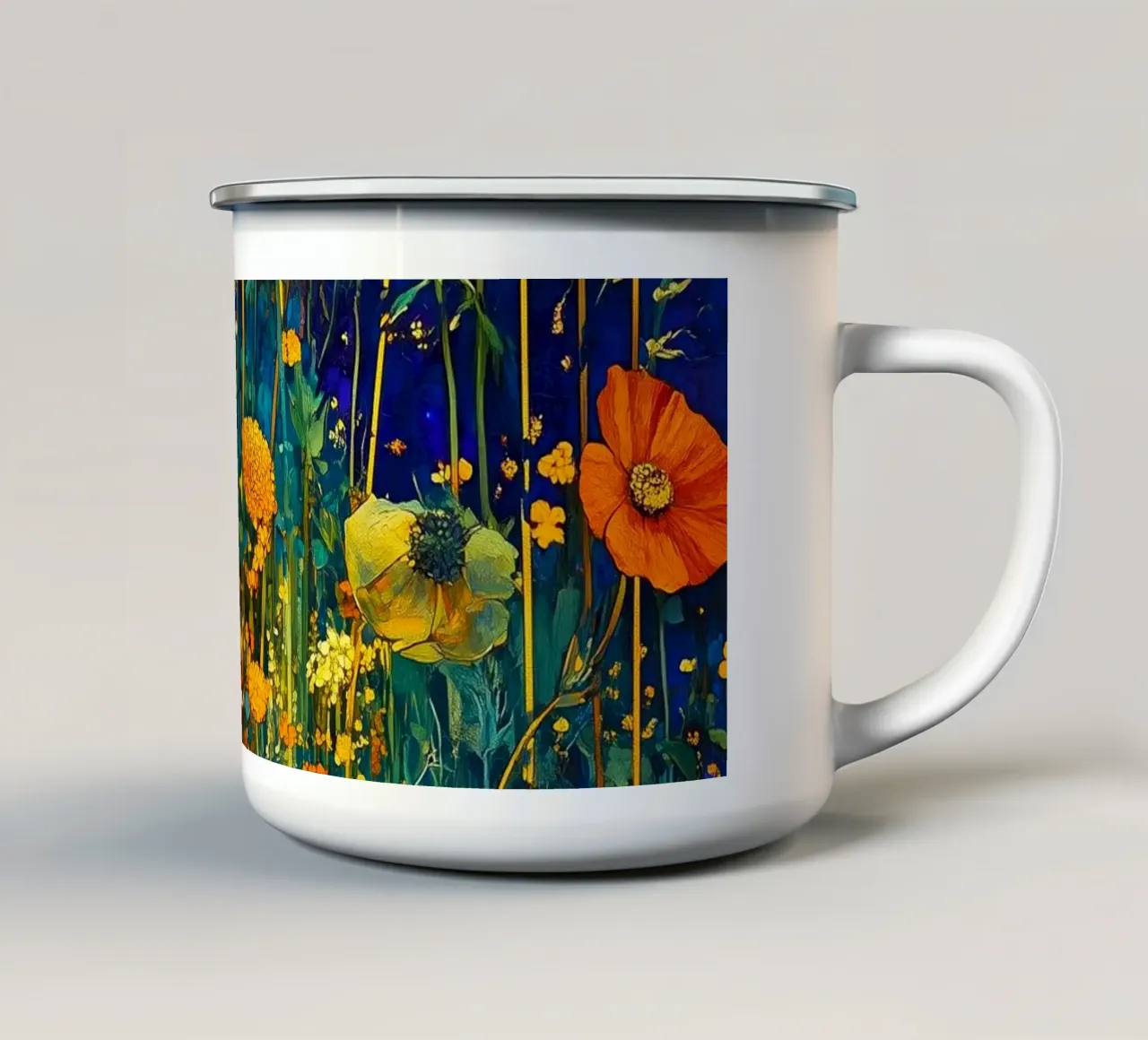 Fiori selvatici Fiori sempreverdi 37 tazza in smalto da Justyna Jaszke JBJart