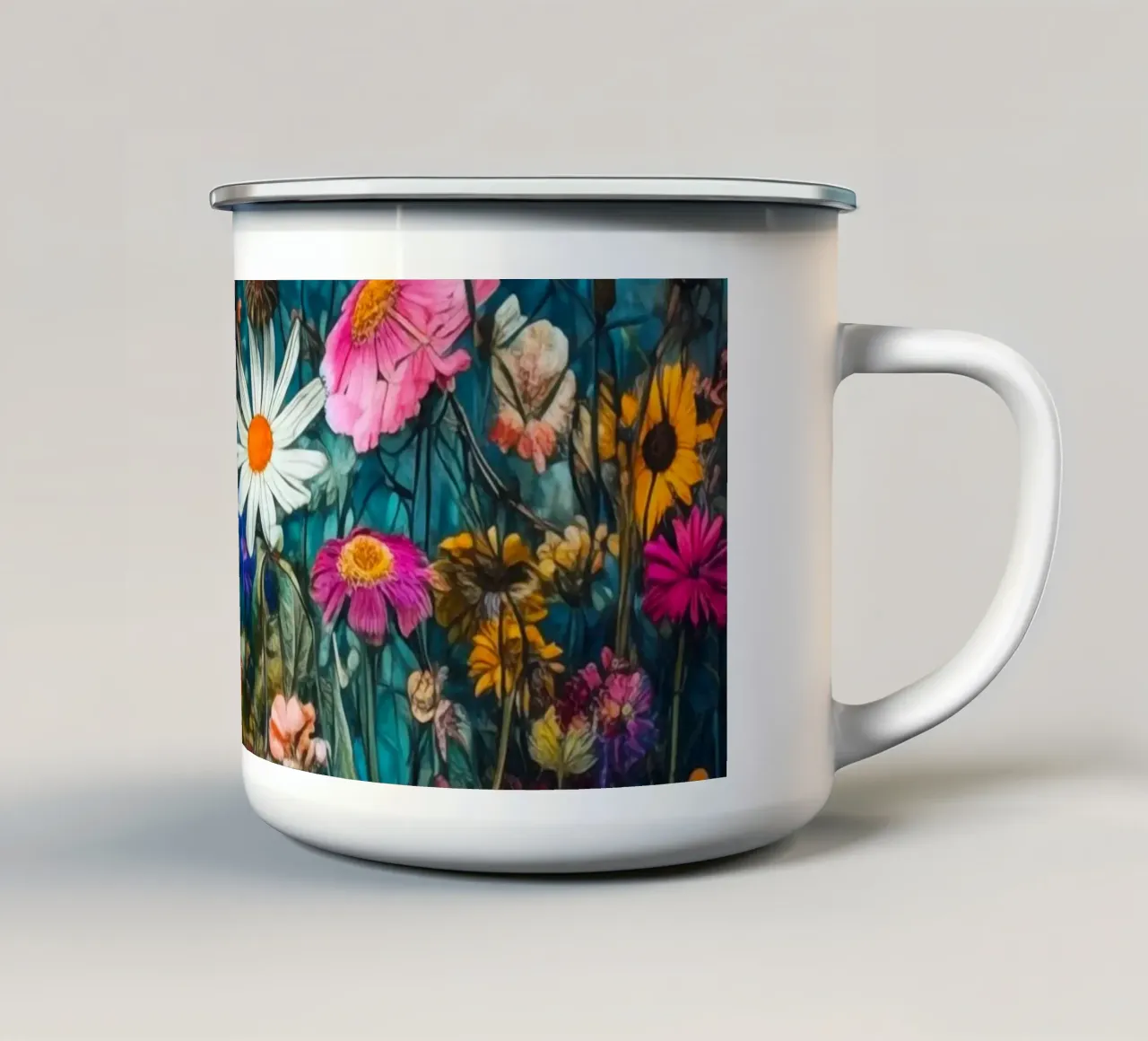 Fiori selvatici Fiori sempreverdi 38 tazza in smalto da Justyna Jaszke JBJart