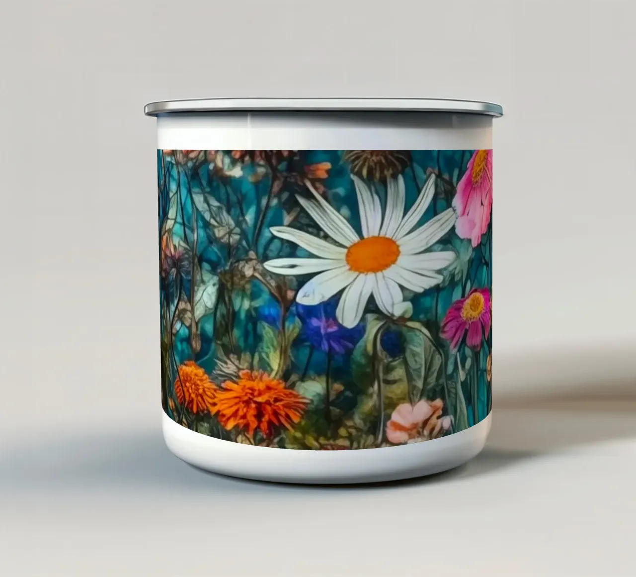 Fiori selvatici Fiori sempreverdi 38 tazza in smalto da Justyna Jaszke JBJart