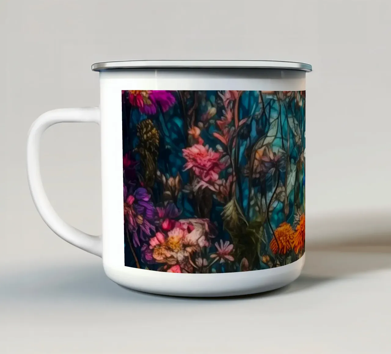 Fiori selvatici Fiori sempreverdi 38 tazza in smalto da Justyna Jaszke JBJart