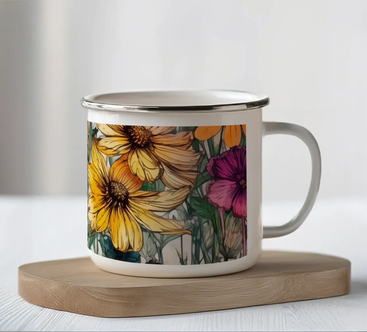 Fiori selvatici Fiori sempreverdi 39 tazza in smalto da Justyna Jaszke JBJart