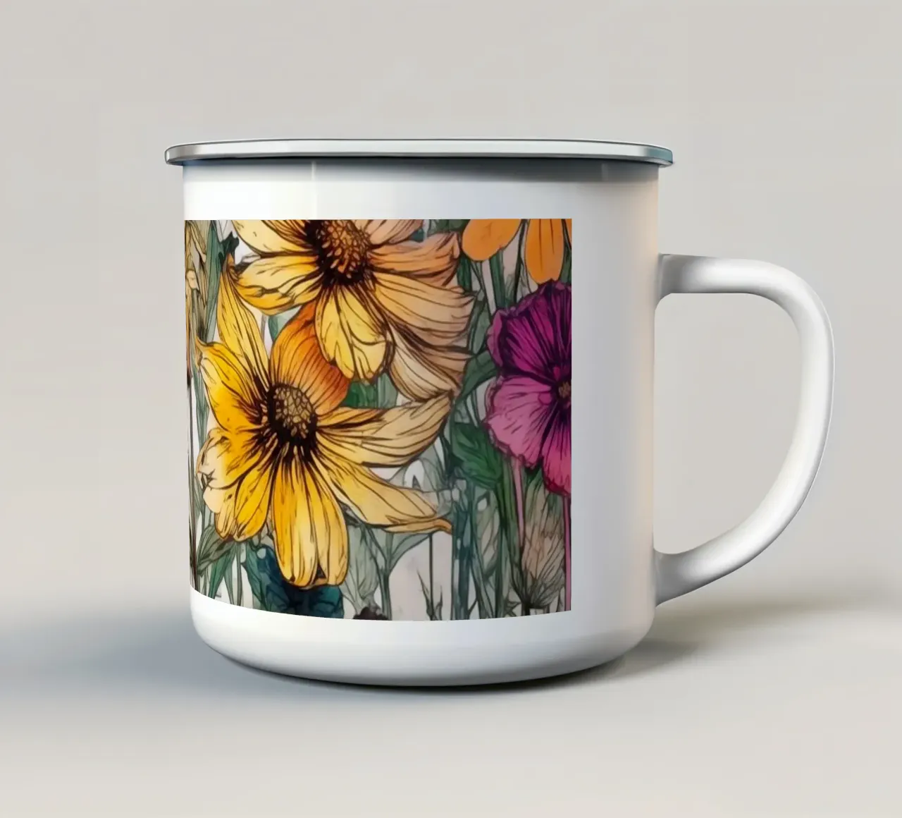 Fiori selvatici Fiori sempreverdi 39 tazza in smalto da Justyna Jaszke JBJart