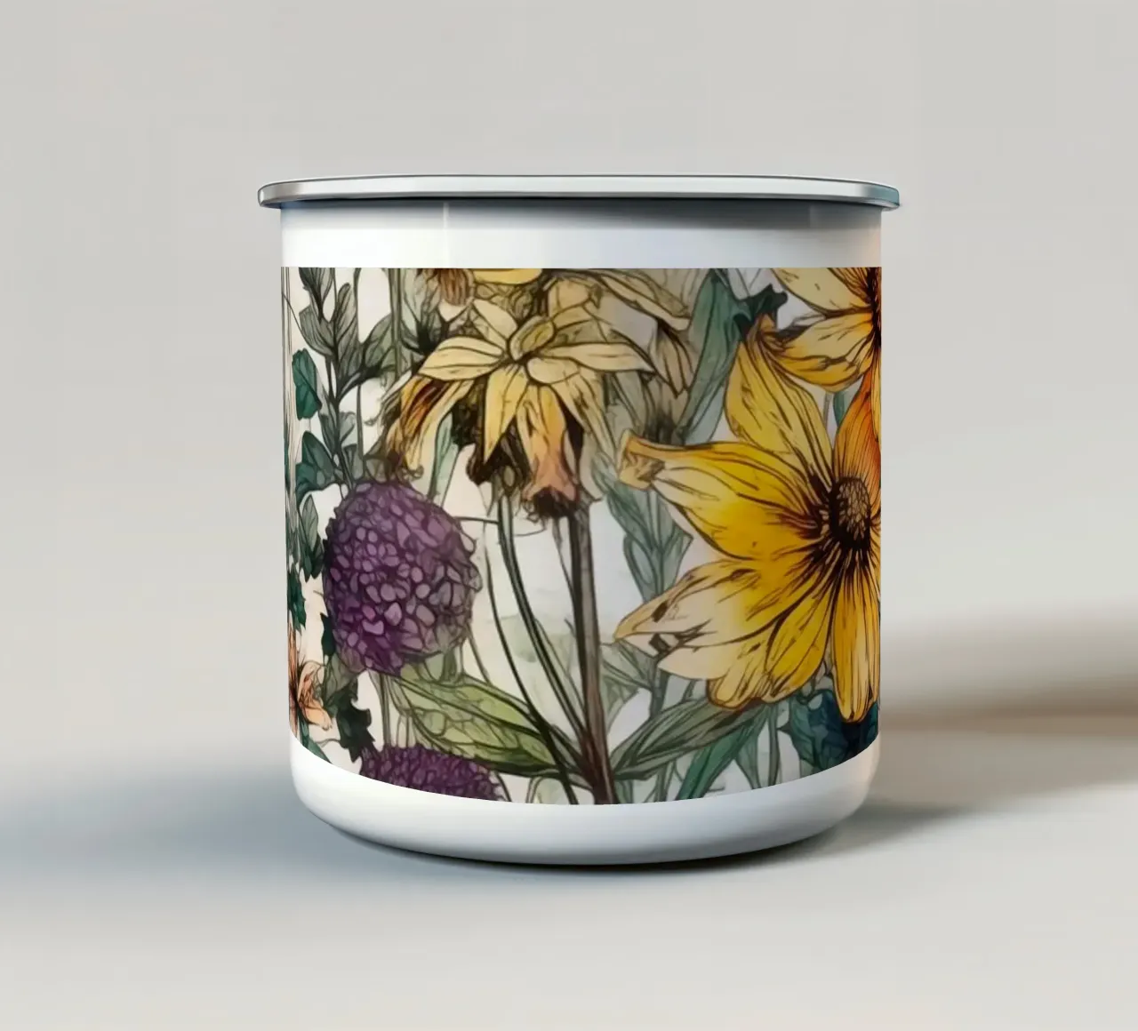 Fiori selvatici Fiori sempreverdi 39 tazza in smalto da Justyna Jaszke JBJart