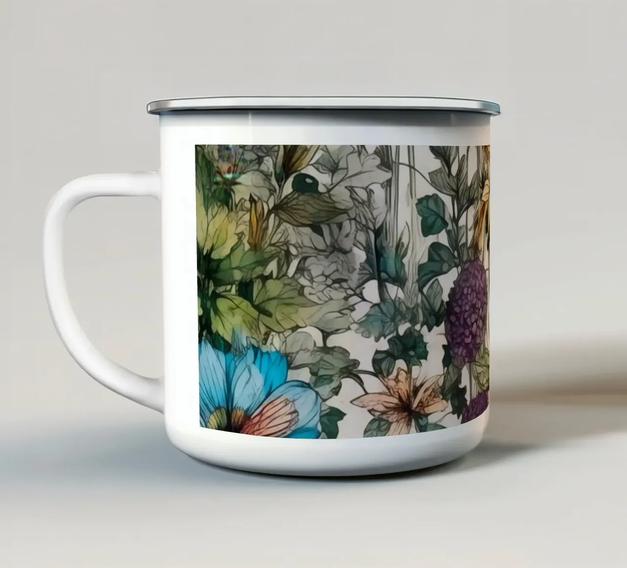 Fiori selvatici Fiori sempreverdi 39 tazza in smalto da Justyna Jaszke JBJart