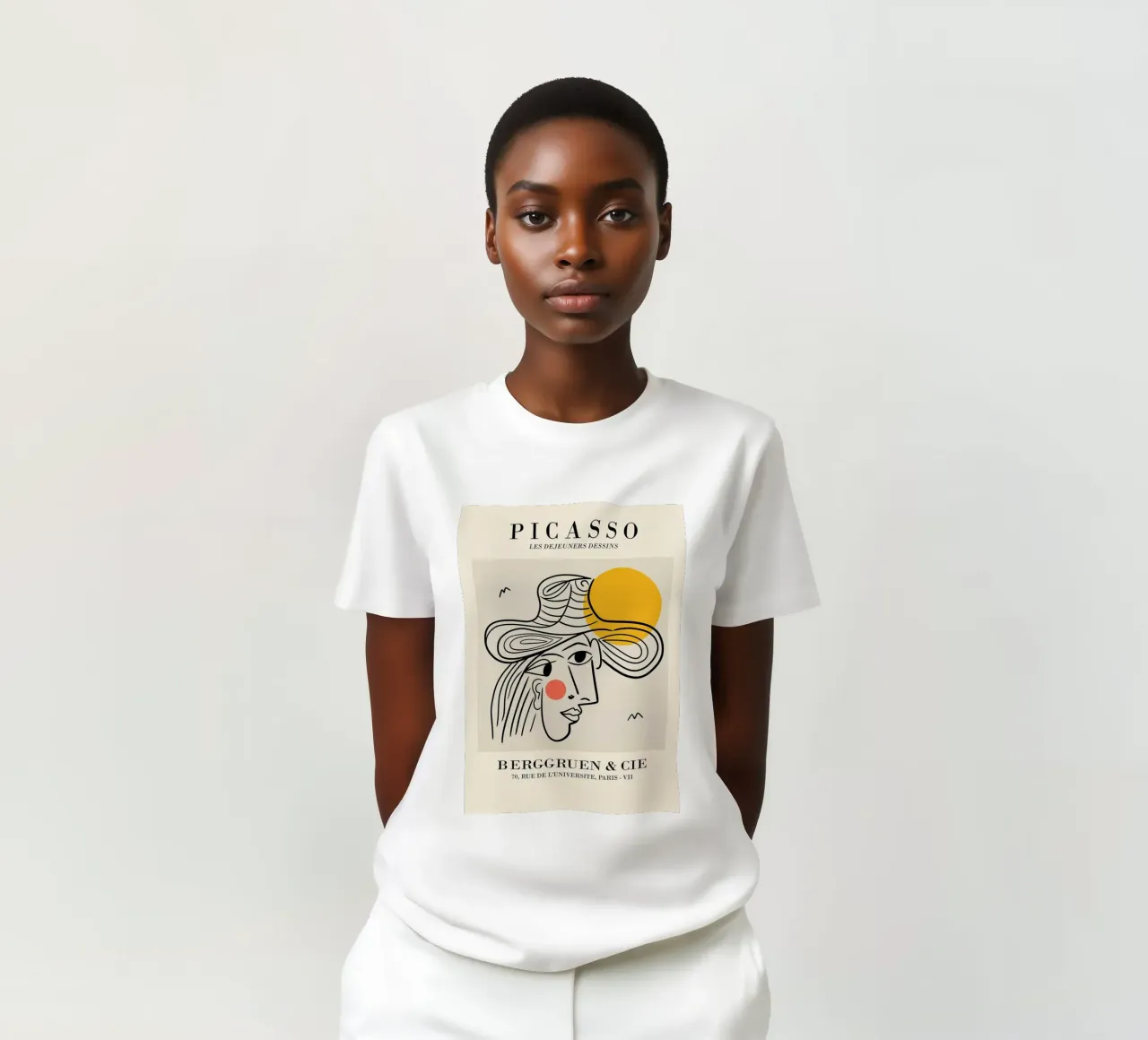 schizzo di un volto di donna con cappello picasso t-shirt da eternal nino