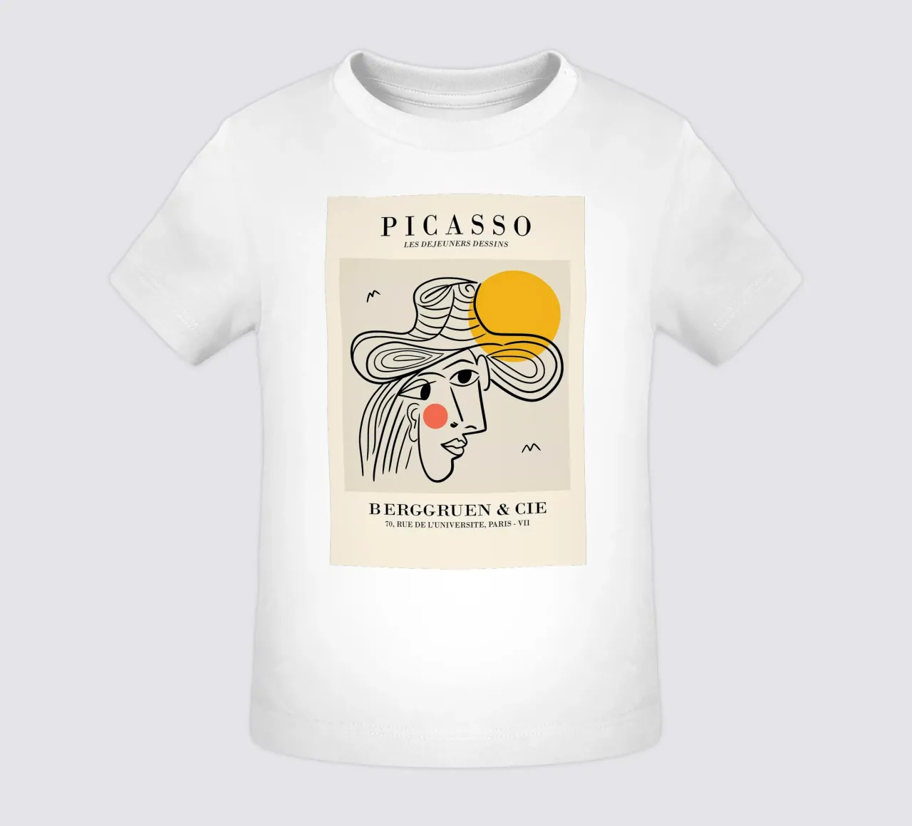 schizzo di un volto di donna con cappello picasso maglietta neonato da eternal nino