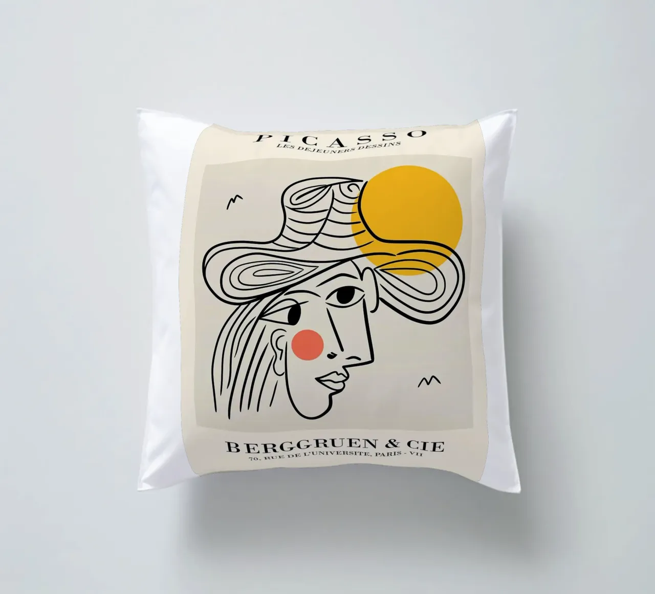 schizzo di un volto di donna con cappello picasso cuscino da eternal nino