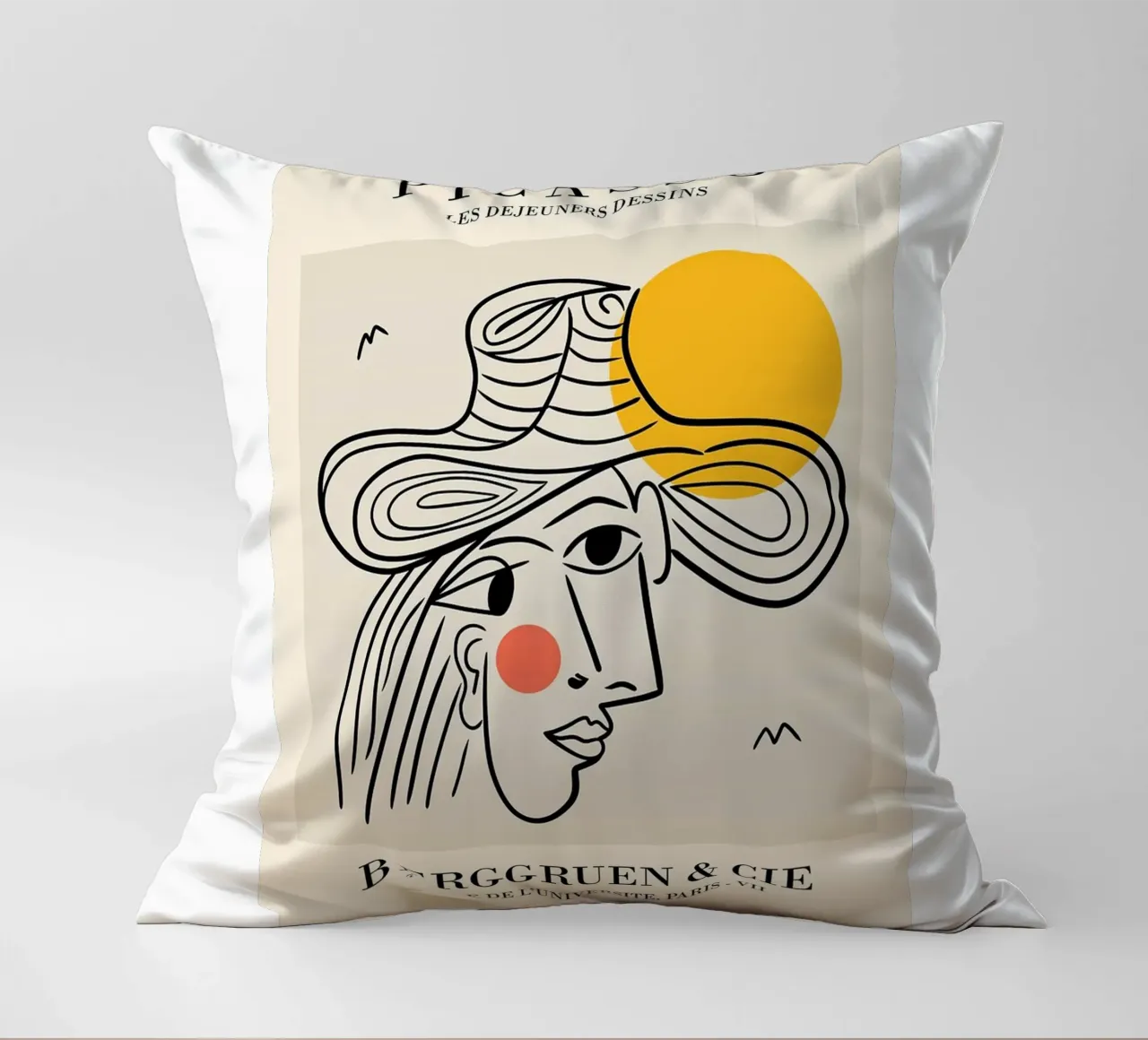 schizzo di un volto di donna con cappello picasso cuscino da eternal nino