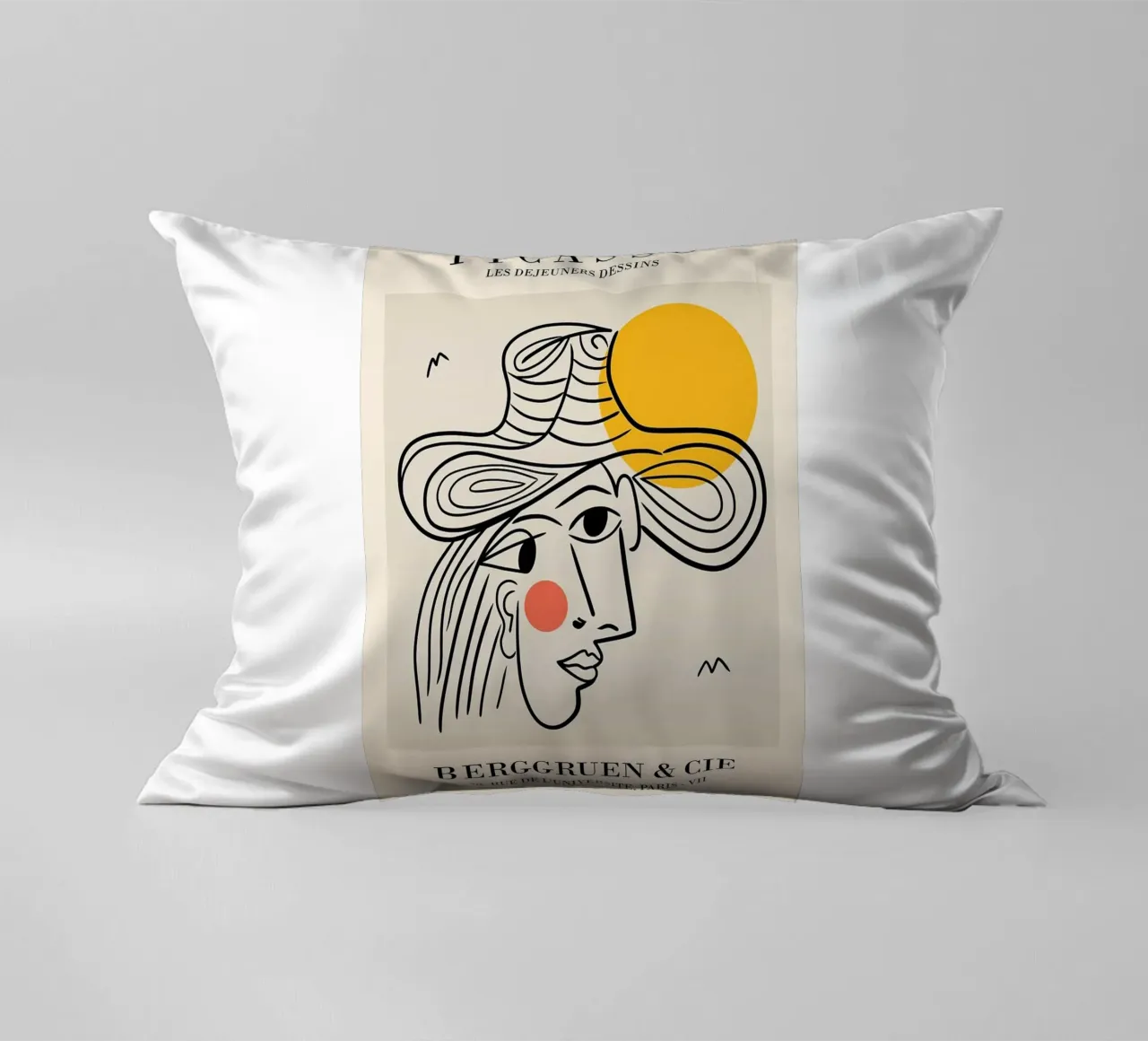 schizzo di un volto di donna con cappello picasso cuscino da eternal nino