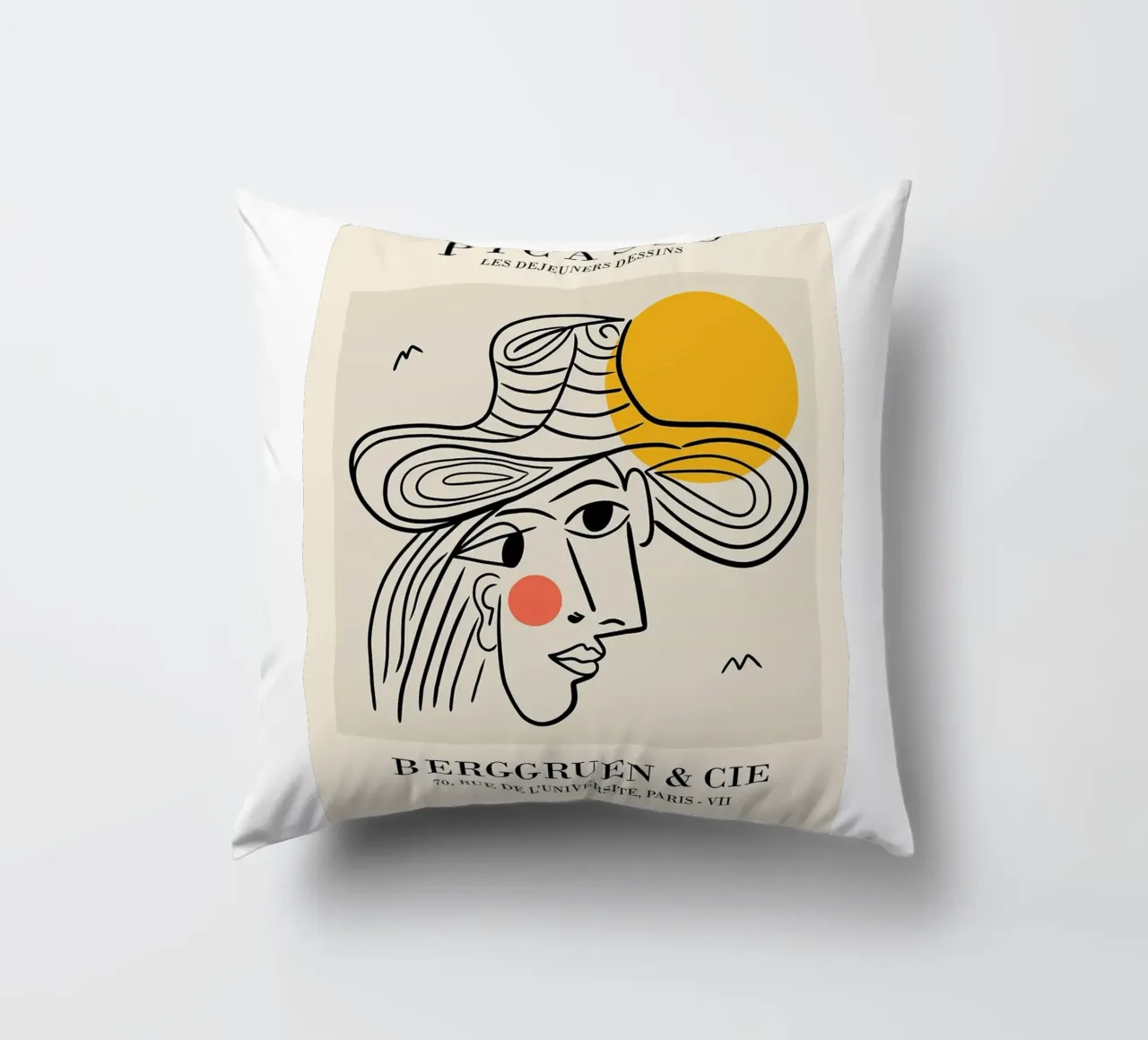 schizzo di un volto di donna con cappello picasso cuscino da eternal nino