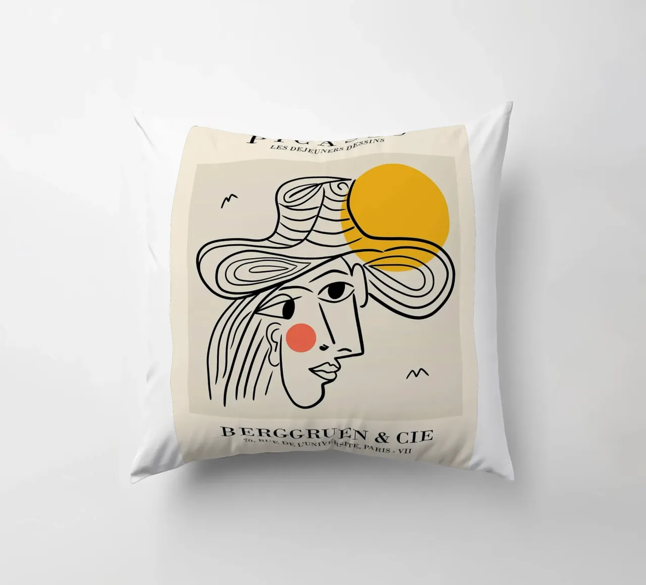 schizzo di un volto di donna con cappello picasso cuscino da eternal nino
