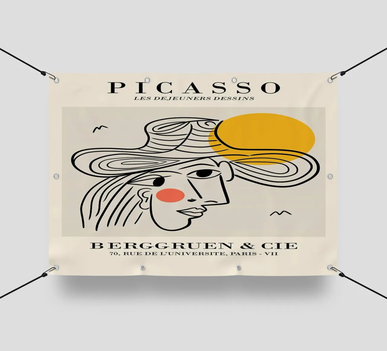 schizzo di un volto di donna con cappello picasso telo in pvc da eternal nino