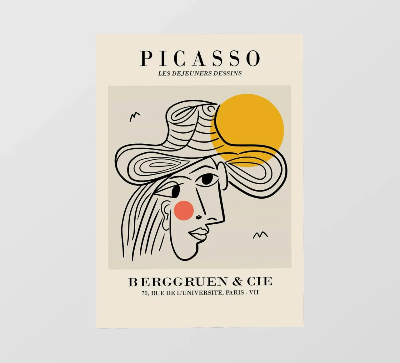 schizzo di un volto di donna con cappello picasso telo in pvc da eternal nino