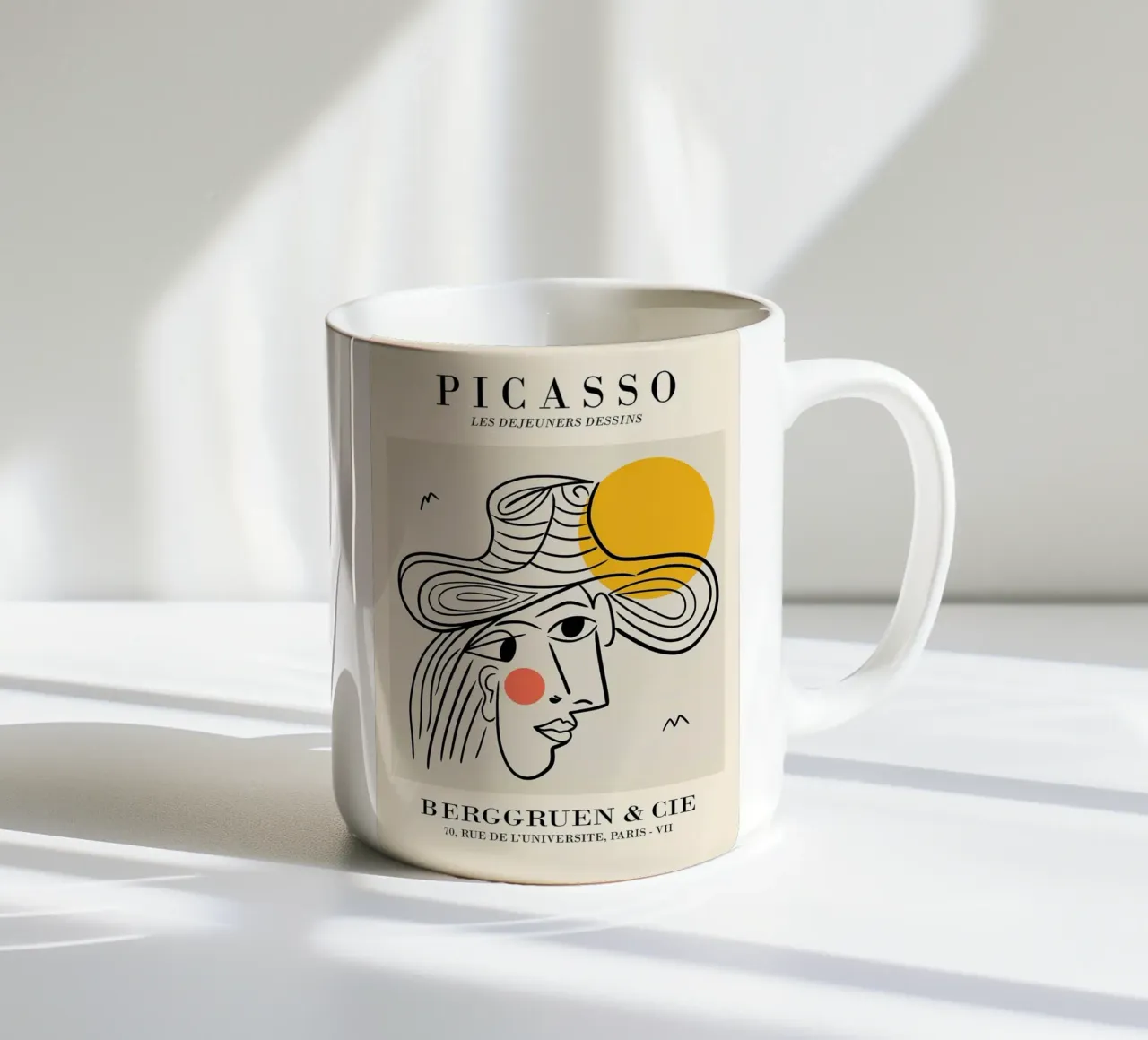 schizzo di un volto di donna con cappello picasso tazza in ceramica da eternal nino