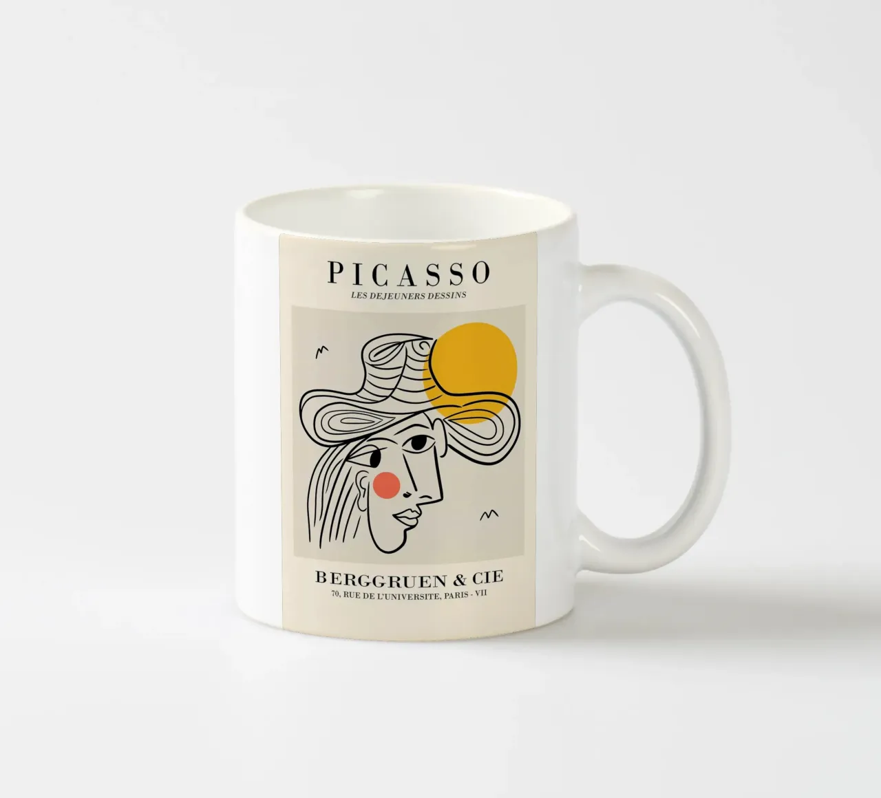 schizzo di un volto di donna con cappello picasso tazza in ceramica da eternal nino