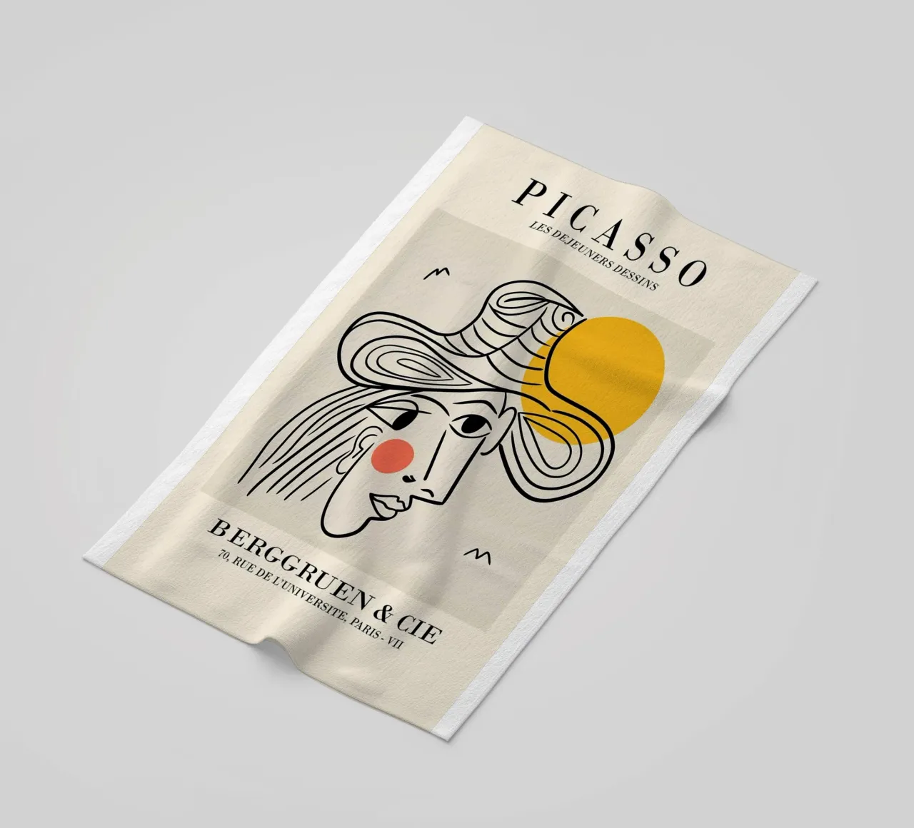 schizzo di un volto di donna con cappello picasso telo mare da eternal nino