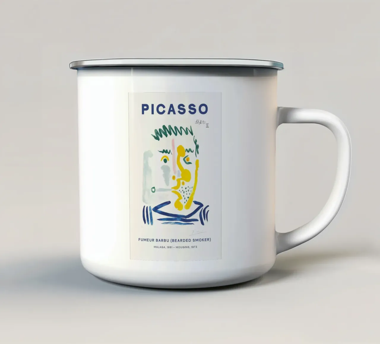 Picasso faccia da uomo fumatore tazza in smalto da eternal nino