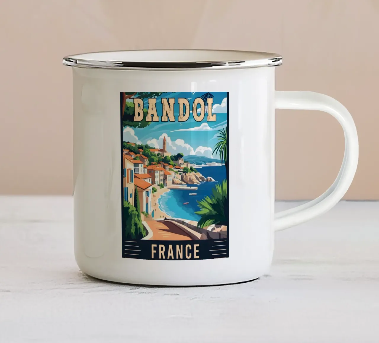 Bandol France tazza in smalto da Poster Vintage